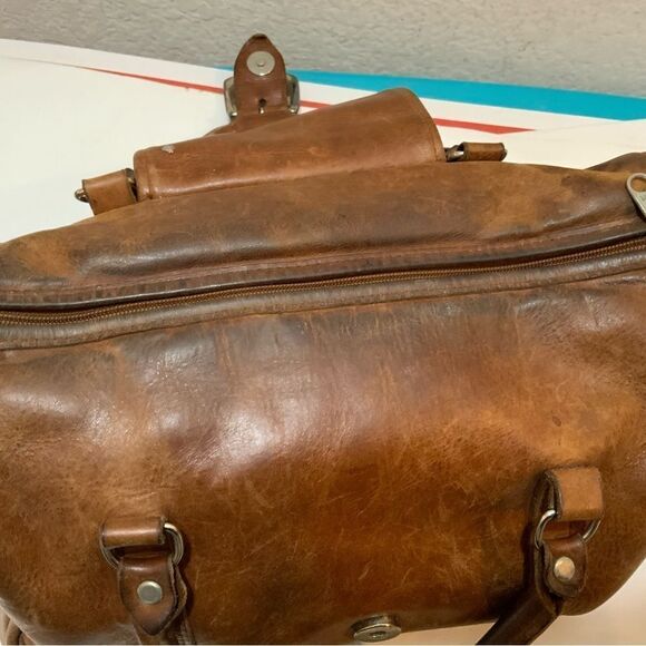 Vintage Navasota leather satchel Bag brown strap front buckle - Picture 15 of 16